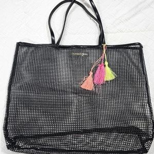 Victoria's Secret Black Mesh Beach Bag